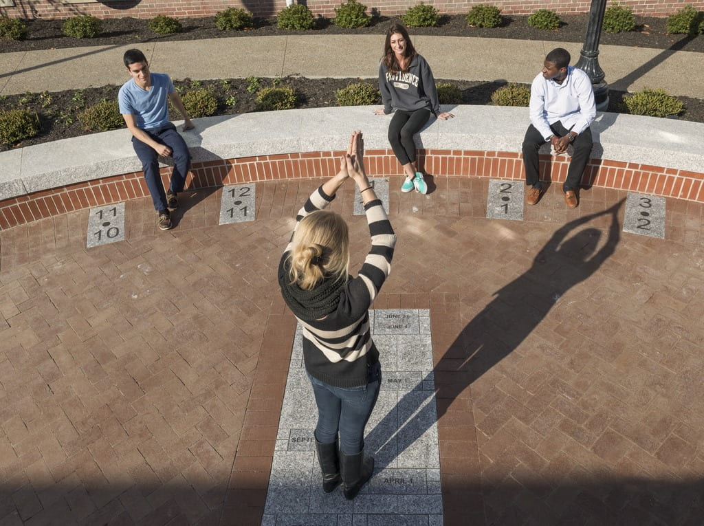 Sundial outside Hunt-Cavanagh Hall, part of the PC Art Walk