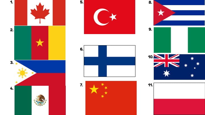 11 International flags